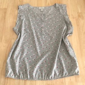 LOFT grey floral cap sleeve top